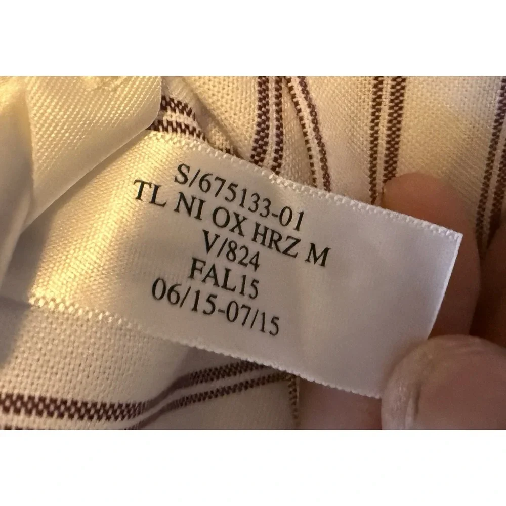 Banana Republic Shirt Mens M Tailored Slim Fit Non-Iron White Burgundy Stripe